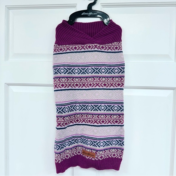 NWOT EDDIE BAUER Dog Sweater Size Large Purple Fair Isle Print Pet Coat - Picture 1 of 6